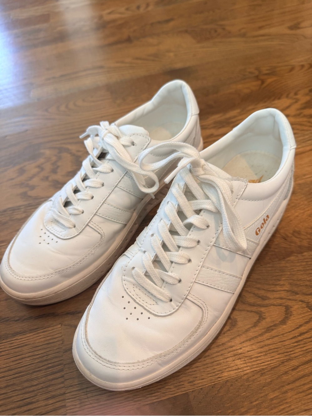 Gola Grandslam Leather White Sneakers Gold Logo Women’s Size 9 - Picture 5 of 5